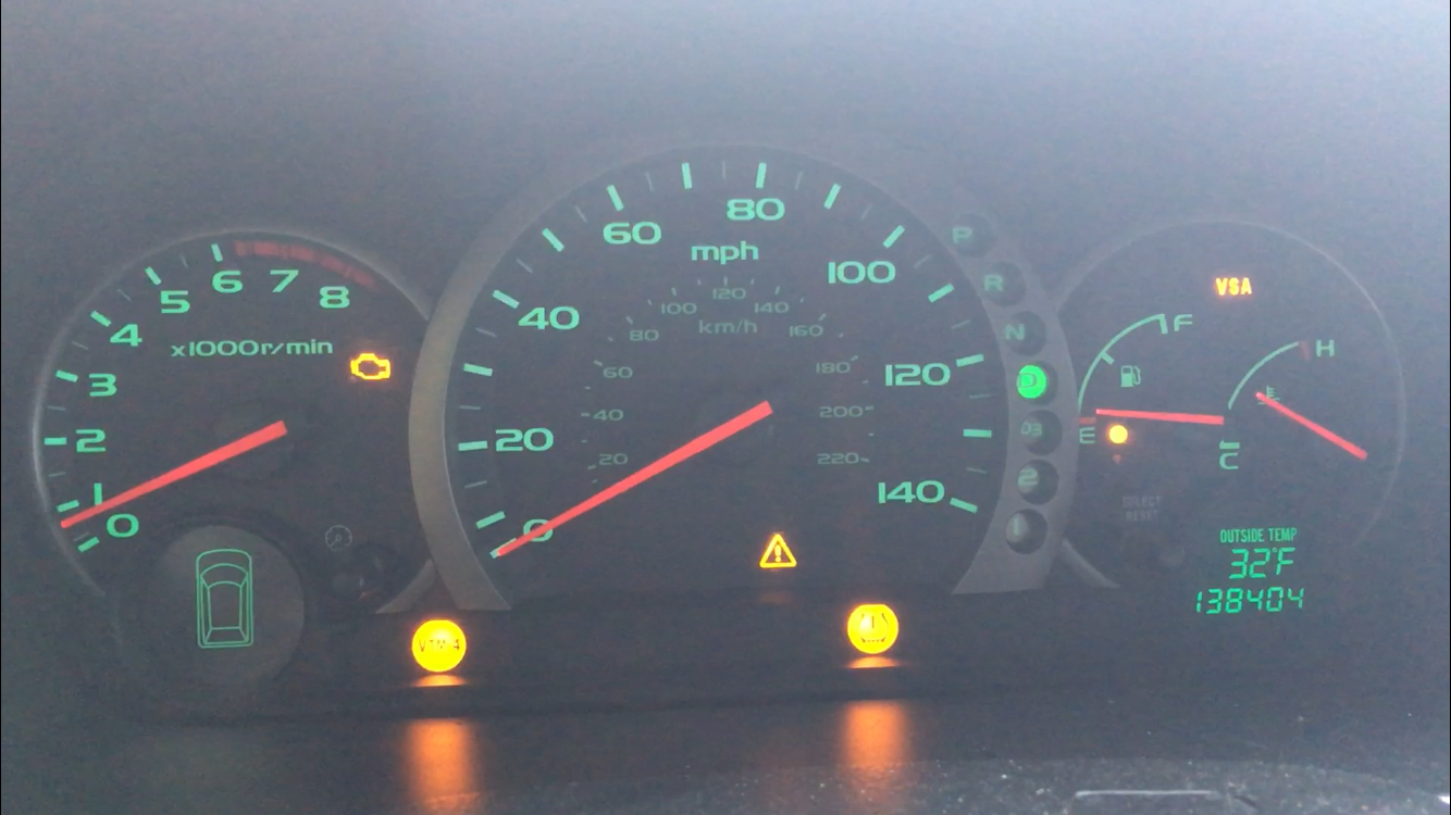 Vehicle dashboard diagnostics with warning lights